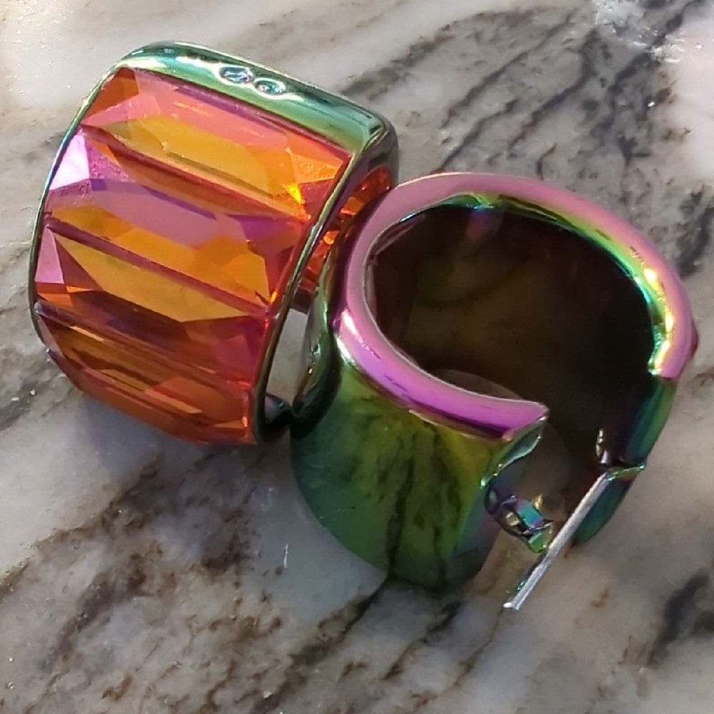 Colorful Iridescent Hoop Earrings